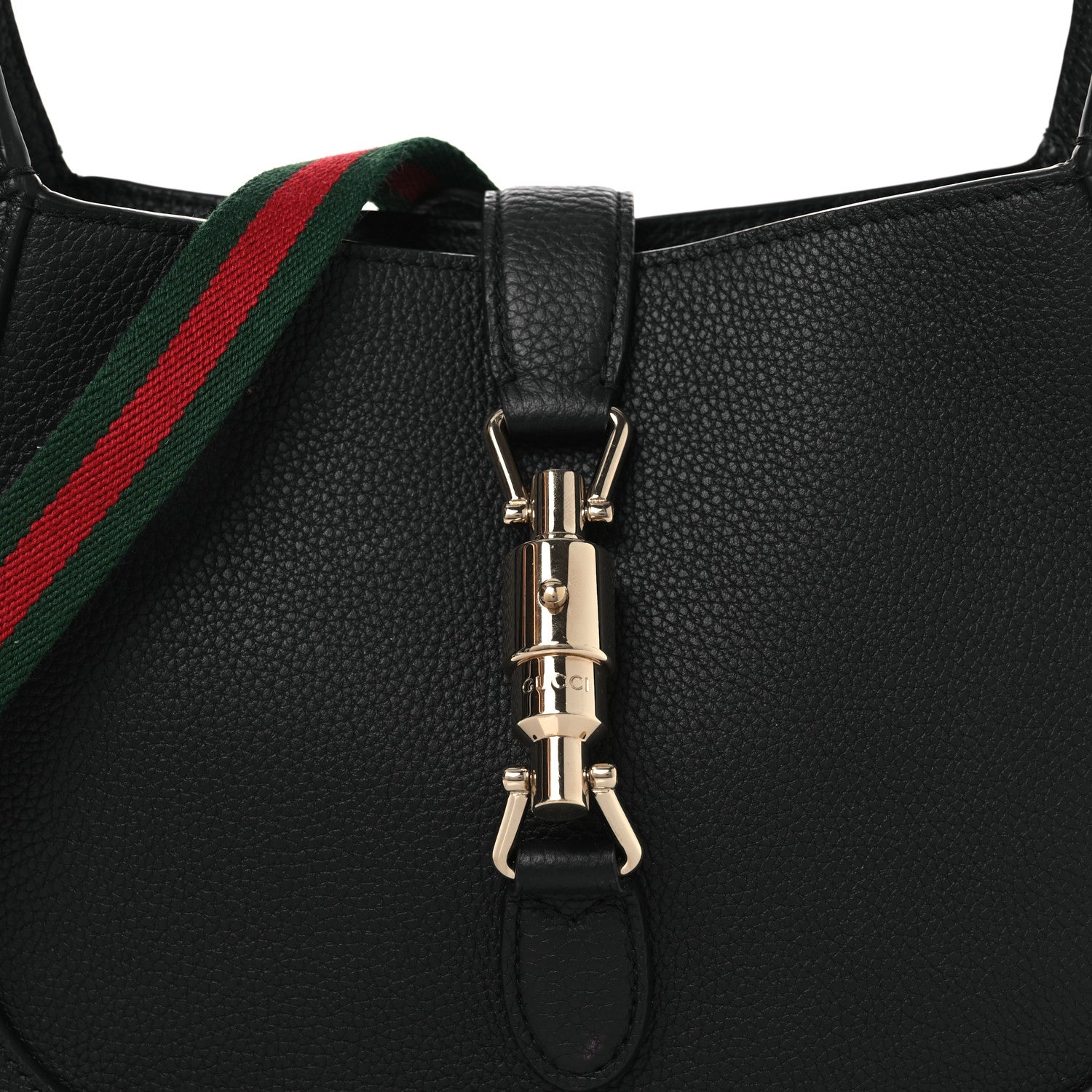 Gucci Grained Calfskin Web Medium Jackie 1961 Hobo Black 7 of 11