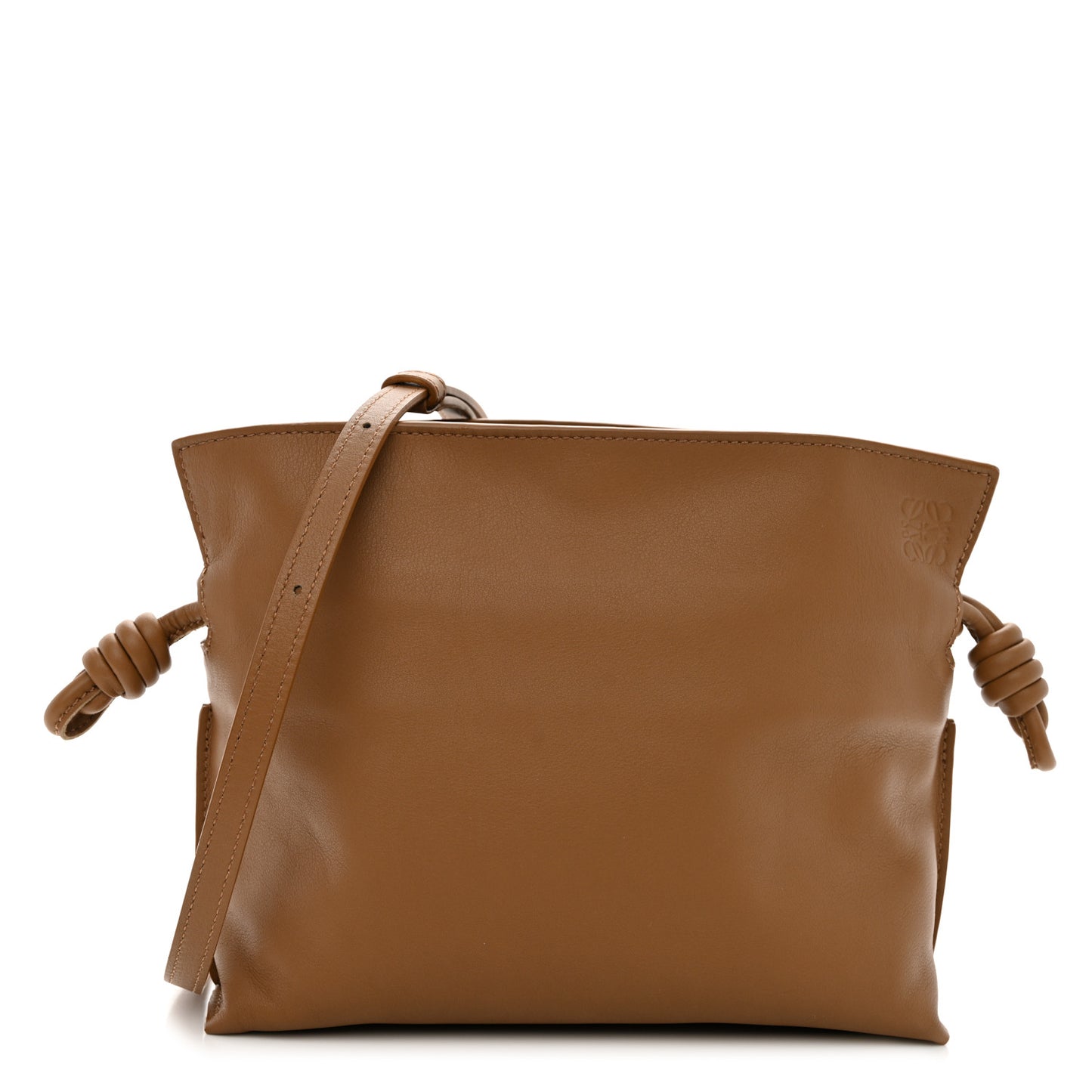 X SUNA FUJITA Nappa Flamenco Knot Clutch Brown