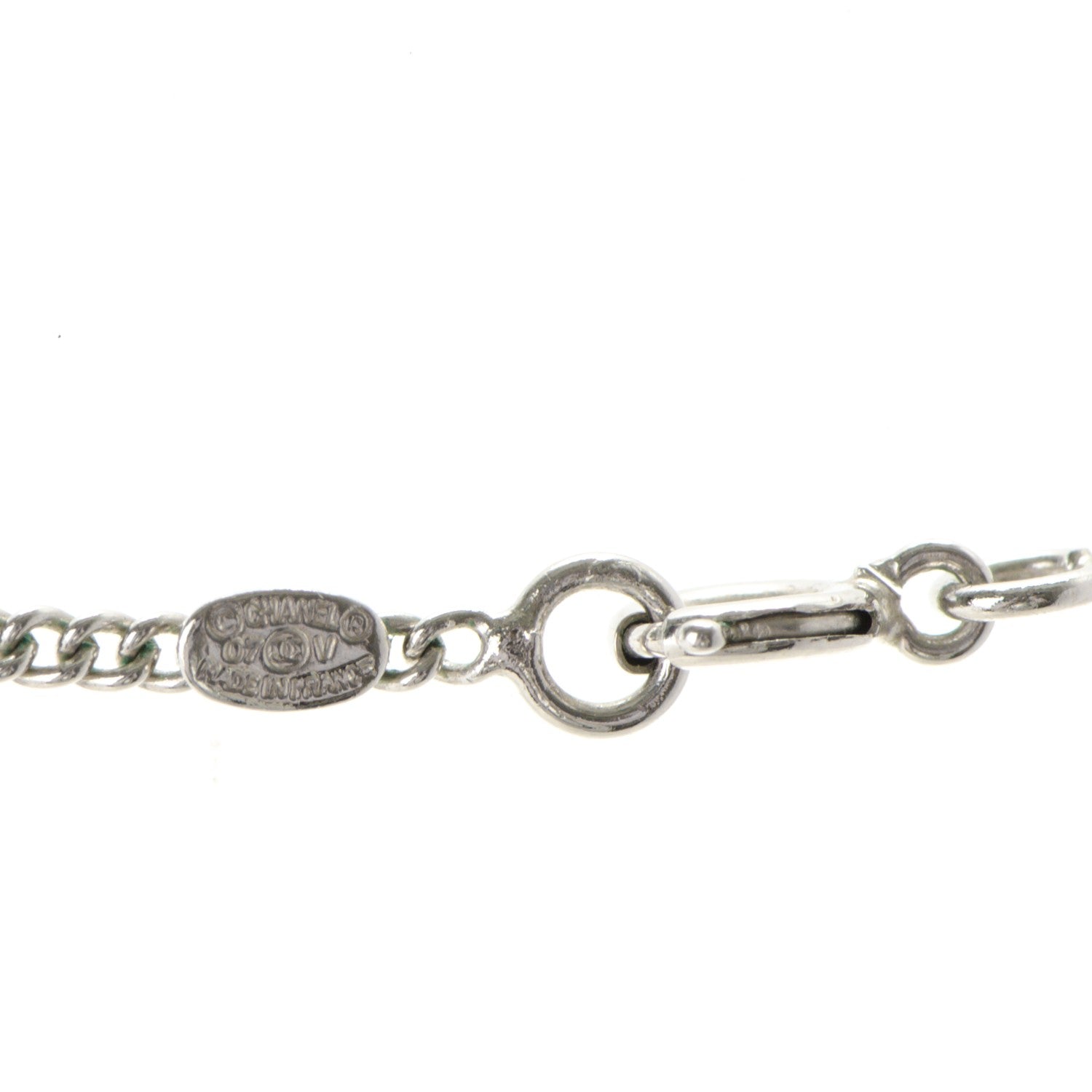 Chanel Crystal Timeless CC Necklace Silver 5 of 5