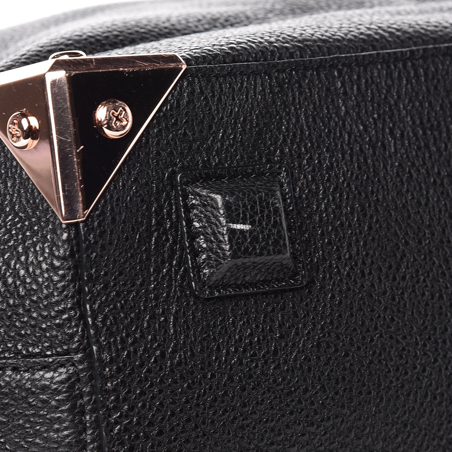 Pebbled Calfskin Large Emile Black Rose Gold Hardware