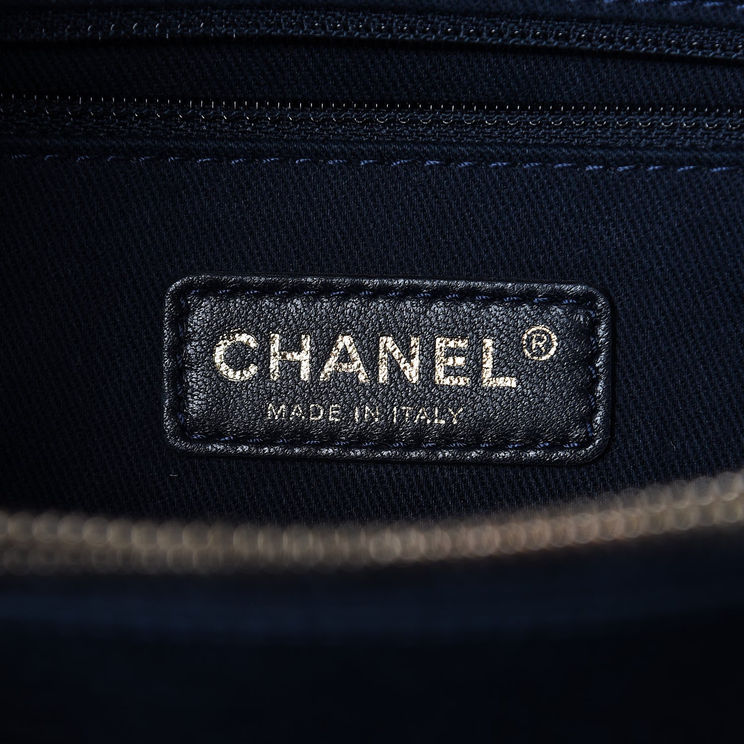 Chanel Wrinkled Lambskin Chevron Quilted Surpique Tote Navy Blue 6 of 13