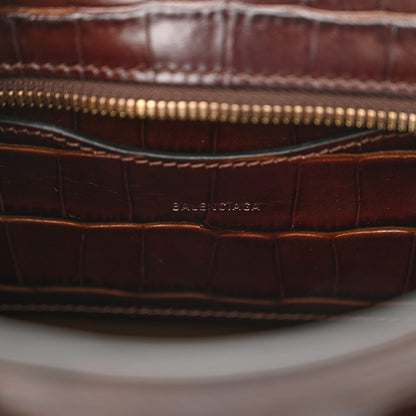 Balenciaga Semi Shiny Calfskin Crocodile Embossed Neo Classic Gold Hardware Mini City Dark Brown 6 of 10