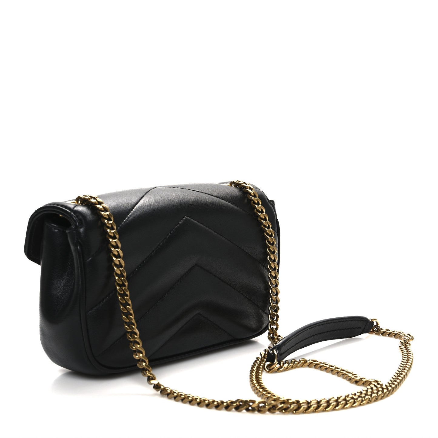 Lambskin Chevron Quilted Mini Loulou Black