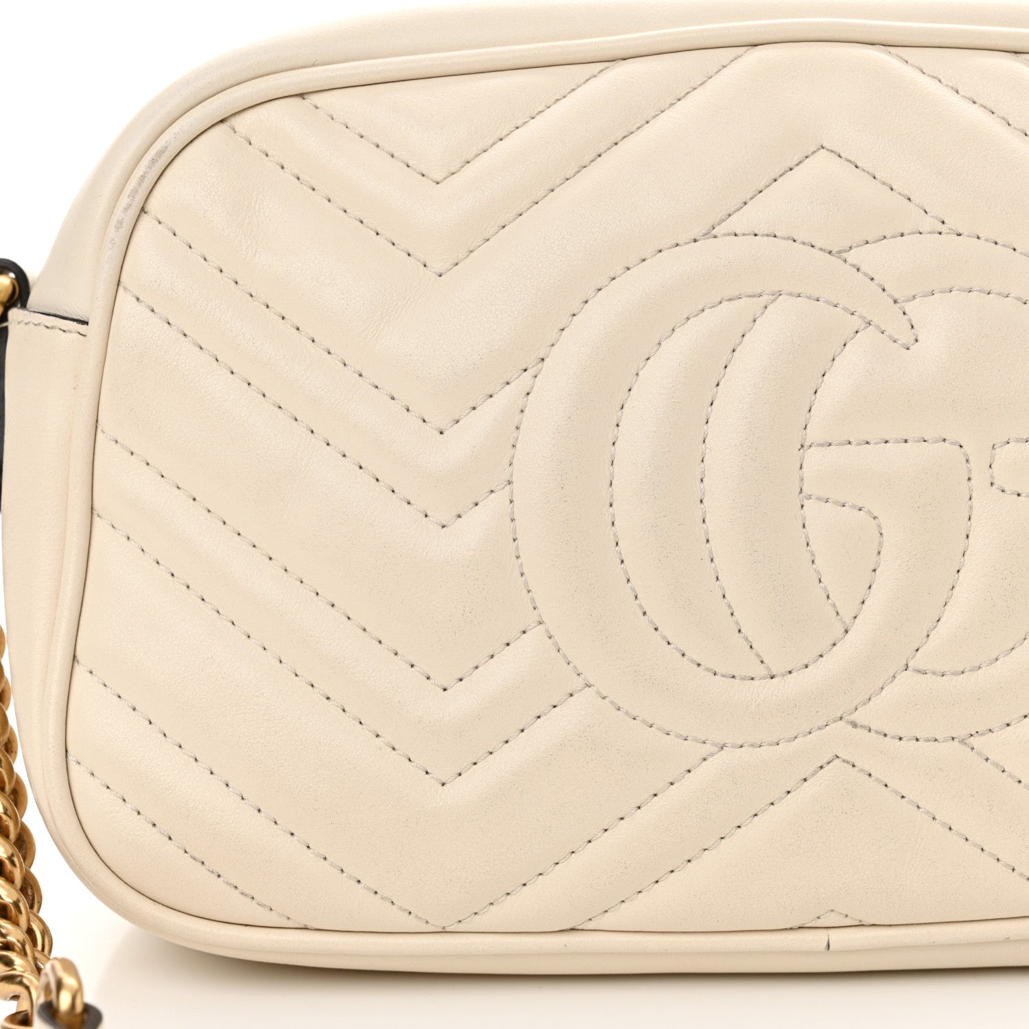 Gucci Calfskin Matelasse Small GG Marmont Chain Shoulder Bag White 13 of 15