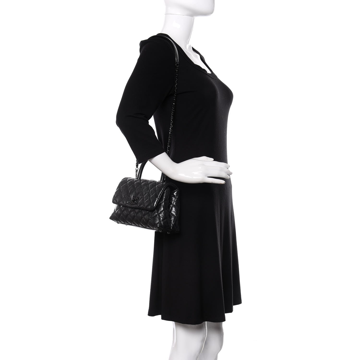 Chanel Aged Calfskin Quilted Mini Coco Handle Flap So Black 2 of 11