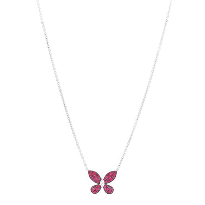 Graff 18K White Gold Diamond Ruby Butterfly Pendant Necklace 1 of 7