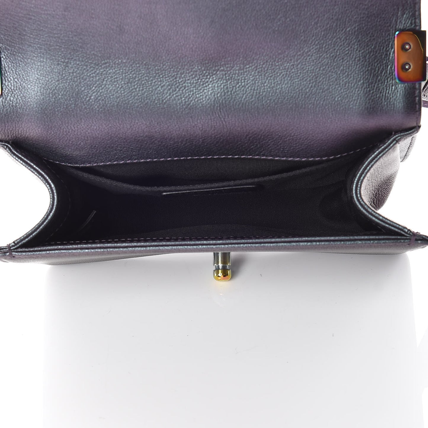 Iridescent Goatskin Quilted Small Boy Flap Purple