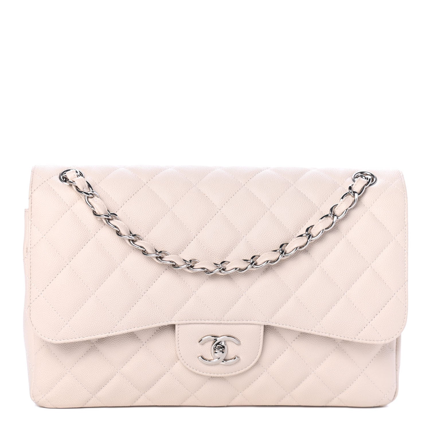 Chanel Caviar Quilted Jumbo Double Flap Light Beige 1 of 4