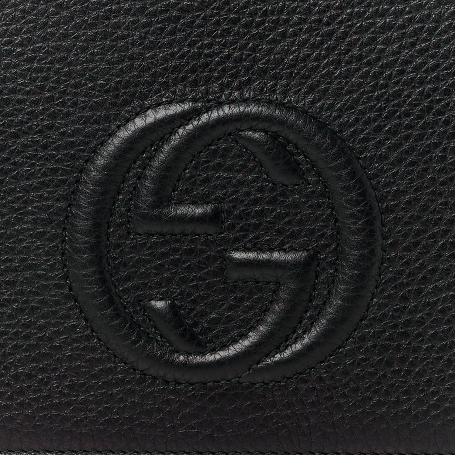 Gucci Pebbled Calfskin Soho Wallet On Chain Black 9 of 15