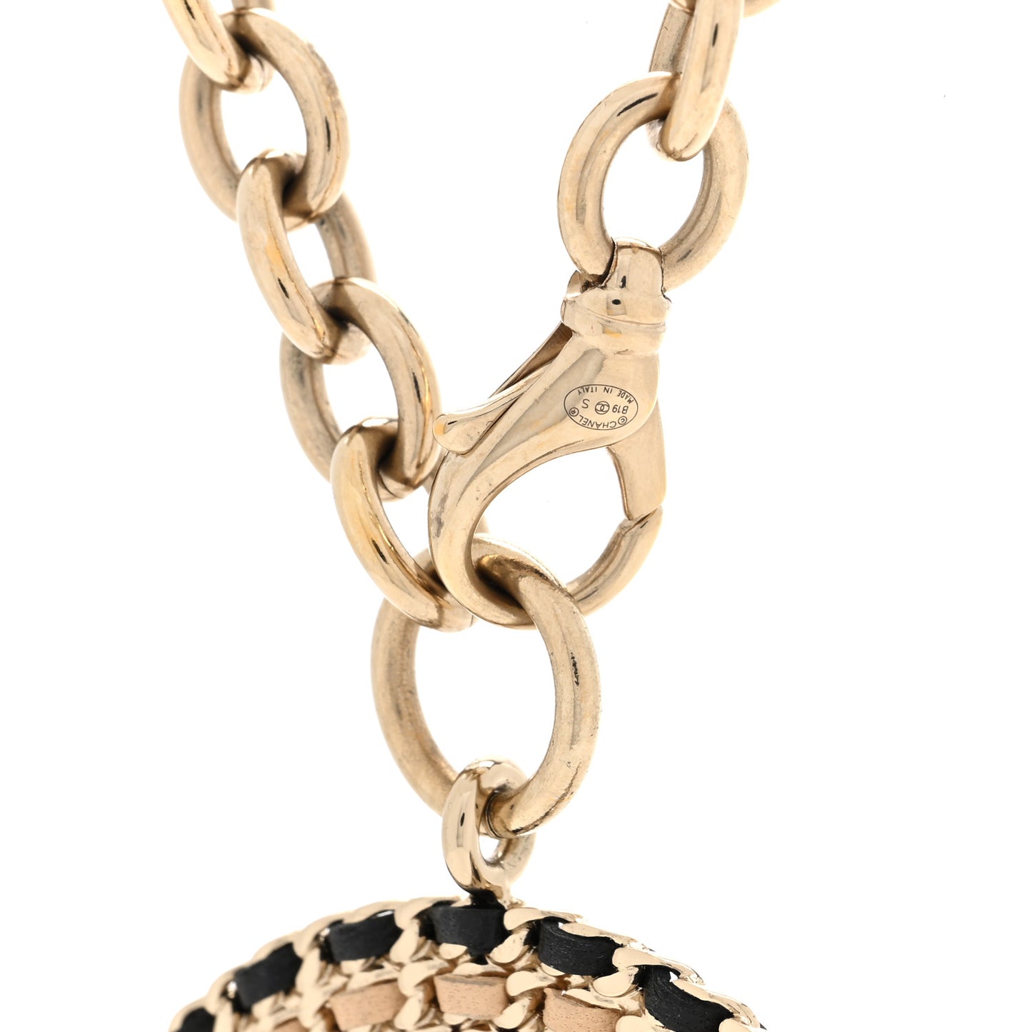 Lambskin Chain CC Necklace Gold