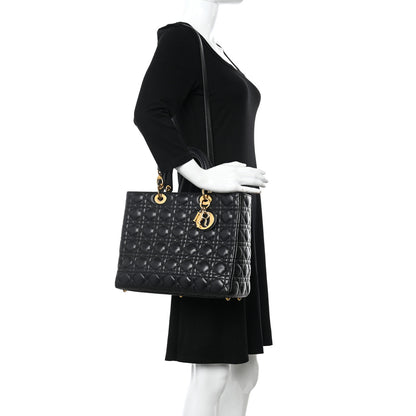 Christian Dior Lambskin Cannage Large Lady Dior Black 2 of 10