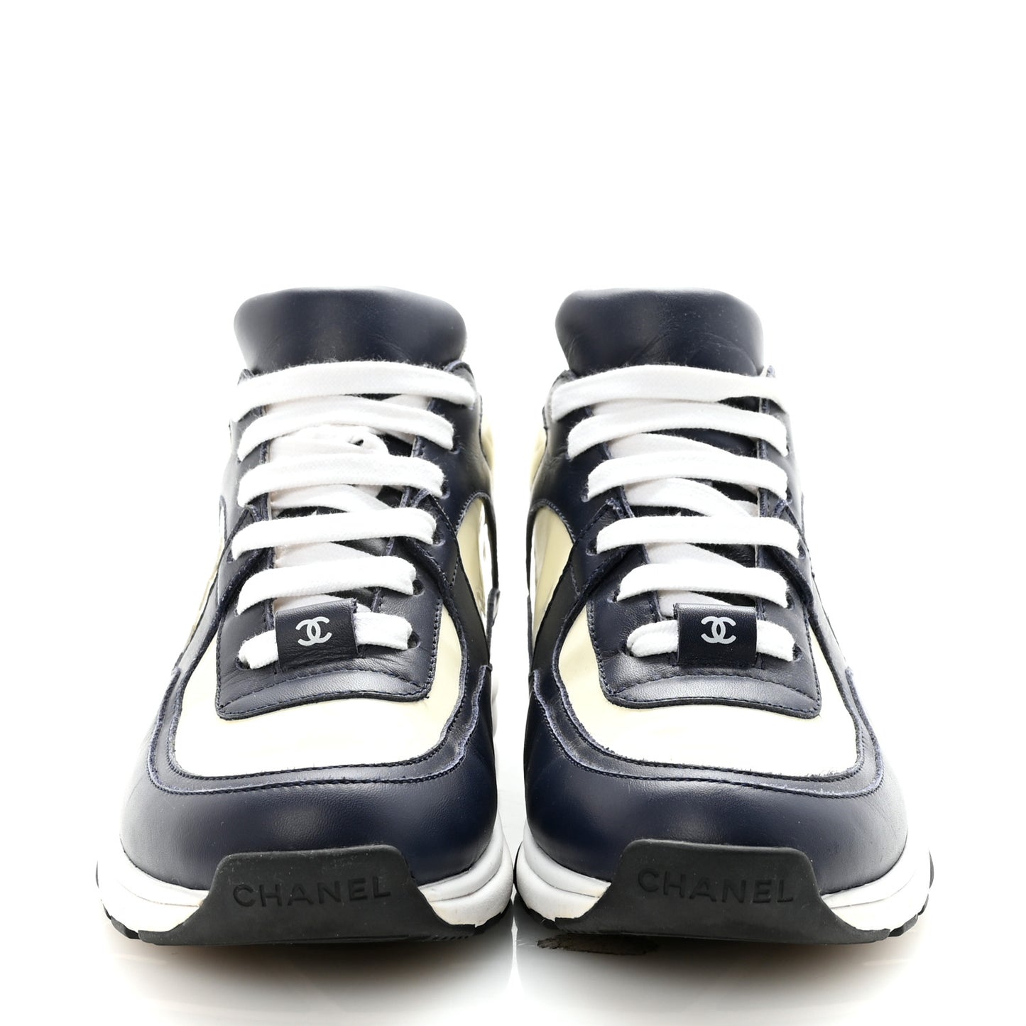 Patent Calfskin CC Sneakers  36 Navy White