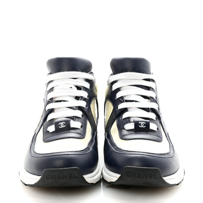 Chanel Patent Calfskin CC Sneakers  36 Navy White 3 of 9