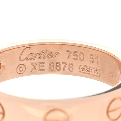Cartier 18K Pink Gold Diamond 4mm LOVE Wedding Band Ring 51 5.75 4 of 5