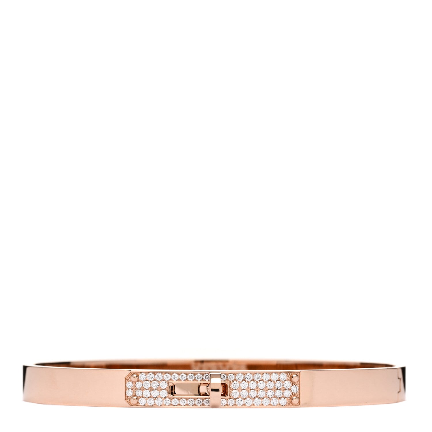Hermes 18K Rose Gold Diamond PM Kelly Pave Bracelet SH 1 of 4