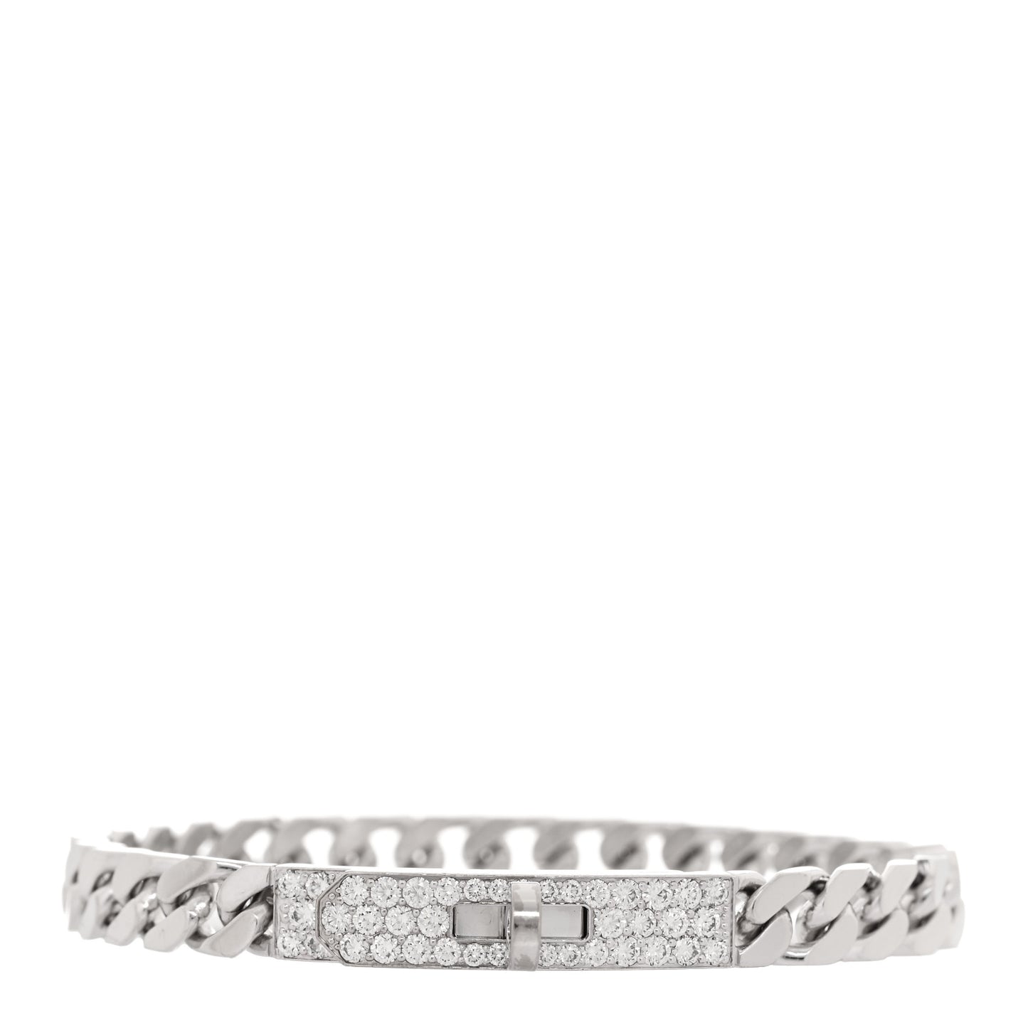18K White Gold Diamond TPM Kelly Gourmette Bracelet SH