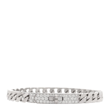 Hermes 18K White Gold Diamond TPM Kelly Gourmette Bracelet SH 1 of 3