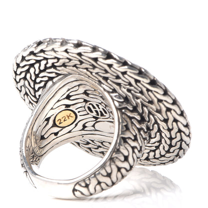 John Hardy Sterling Silver 22K Yellow Gold Hammered Disc Ring 52 6 5 of 6