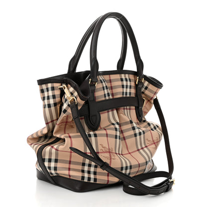 Burberry Haymarket Check Medium Golderton Tote Chocolate 3 of 13