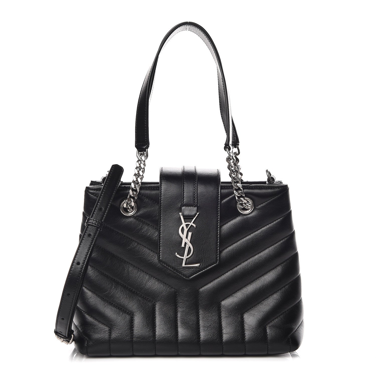 Saint Laurent Calfskin Y Quilted Monogram Small Loulou Shopper Black 1 of 11