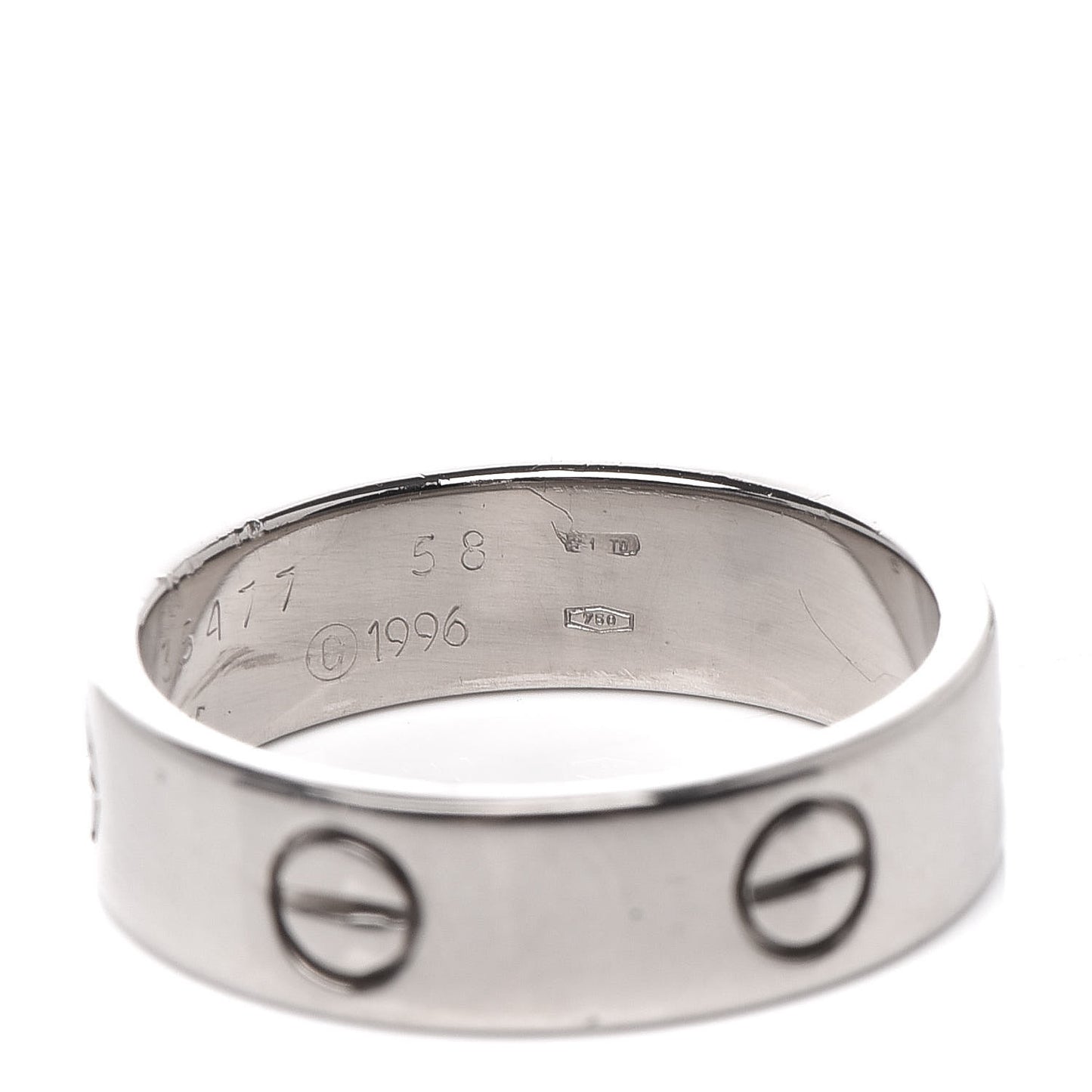 18K White Gold 5.5mm LOVE Ring 58 8.25