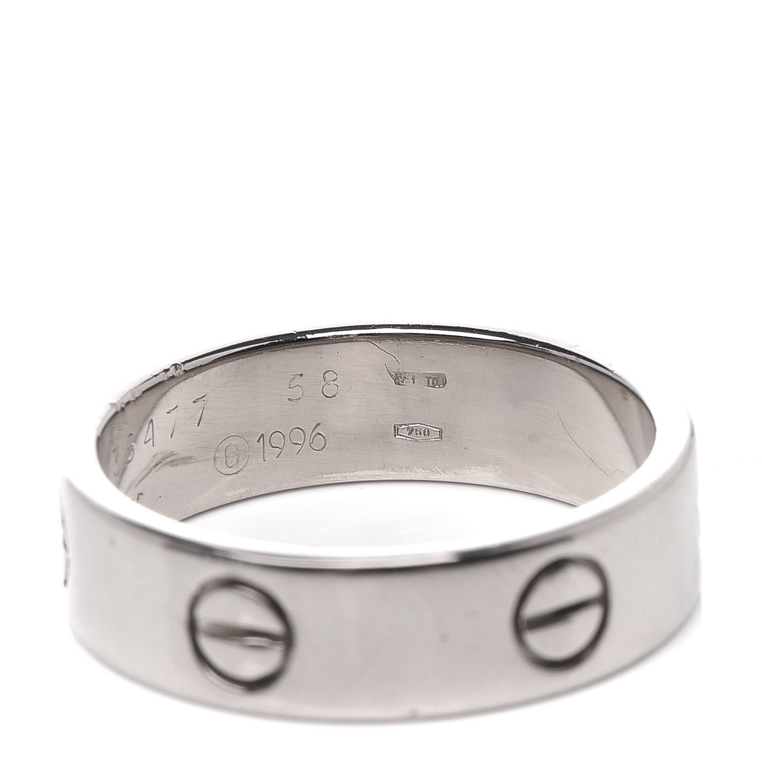 Cartier 18K White Gold 5.5mm LOVE Ring 58 8.25 5 of 5