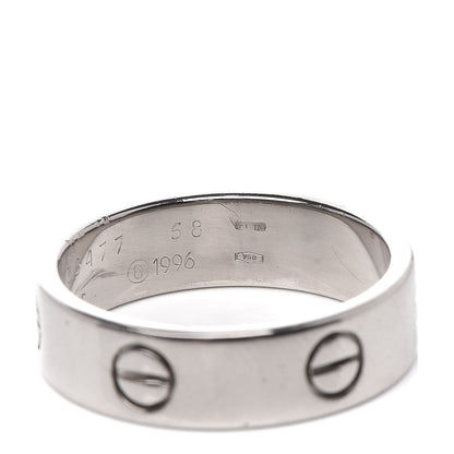 Cartier 18K White Gold 5.5mm LOVE Ring 58 8.25 5 of 5