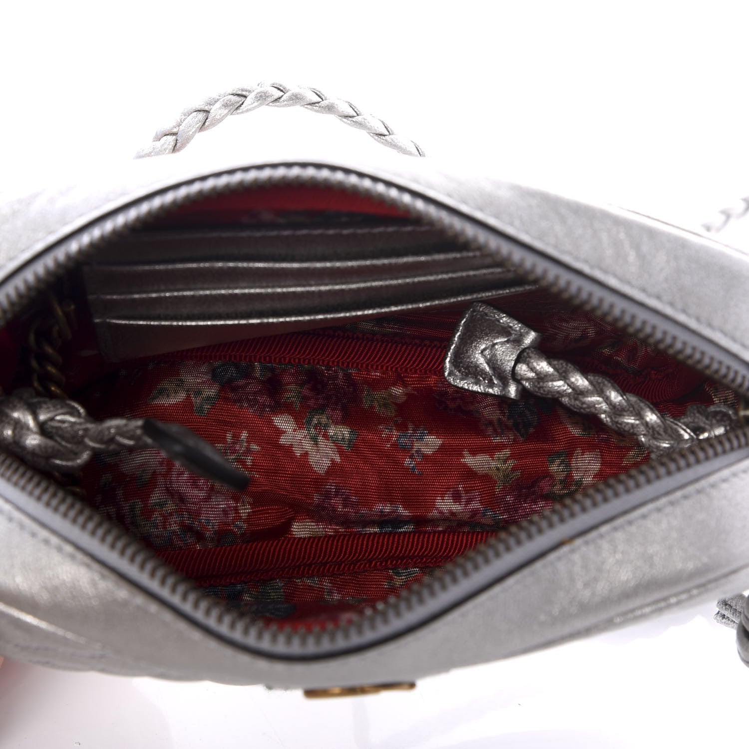 Gucci Laminated Nappa Web Trapuntata Mini GG Shoulder Bag Argento 4 of 10