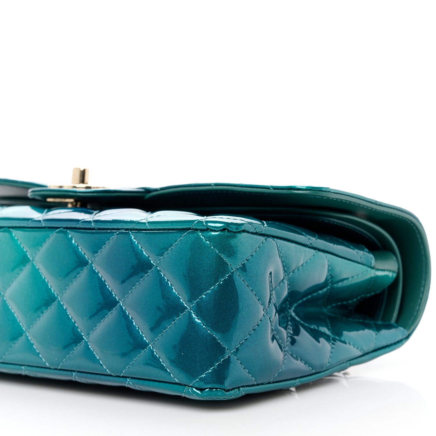 Chanel Shaded Patent Calfskin Quilted Medium Double Flap Green Blue 10 of 11