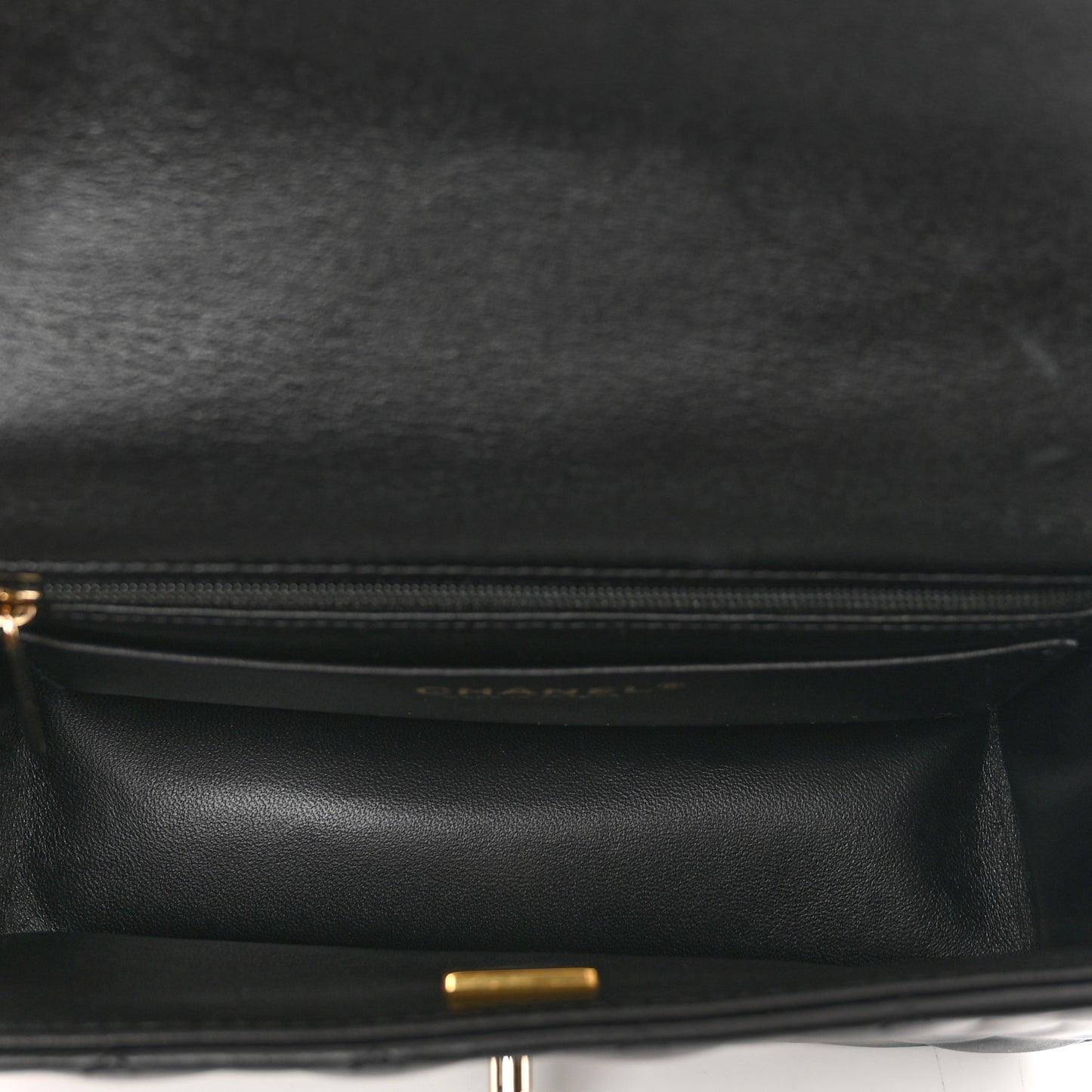 Lambskin Quilted Mini Top Handle Rectangular Flap Black