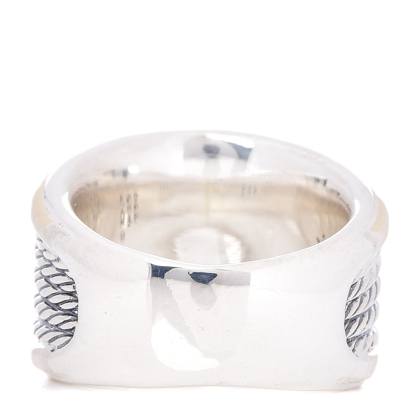 Sterling Silver 18K Yellow Gold 16mm Wheaton Cable Band Ring 51 5.75