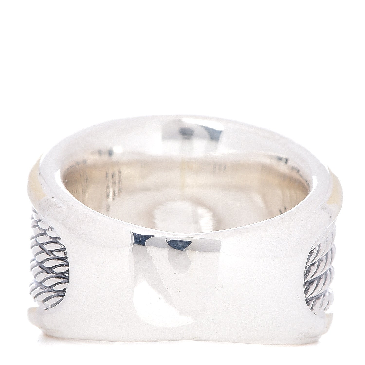 David Yurman Sterling Silver 18K Yellow Gold 16mm Wheaton Cable Band Ring 51 5.75 4 of 5