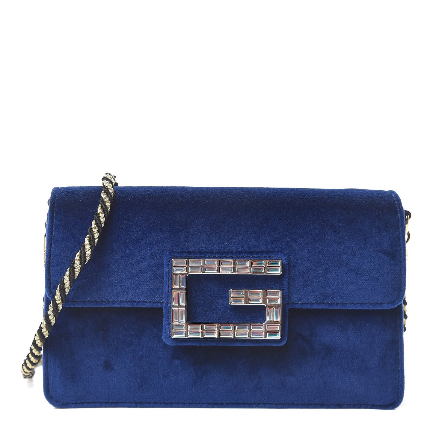 Velvet Crystal Square G Shoulder Bag Cobalt Blue