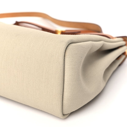Hermes Military Toile Vache Hunter Herbag Zip Retourne 31 PM Beton Naturel 10 of 10