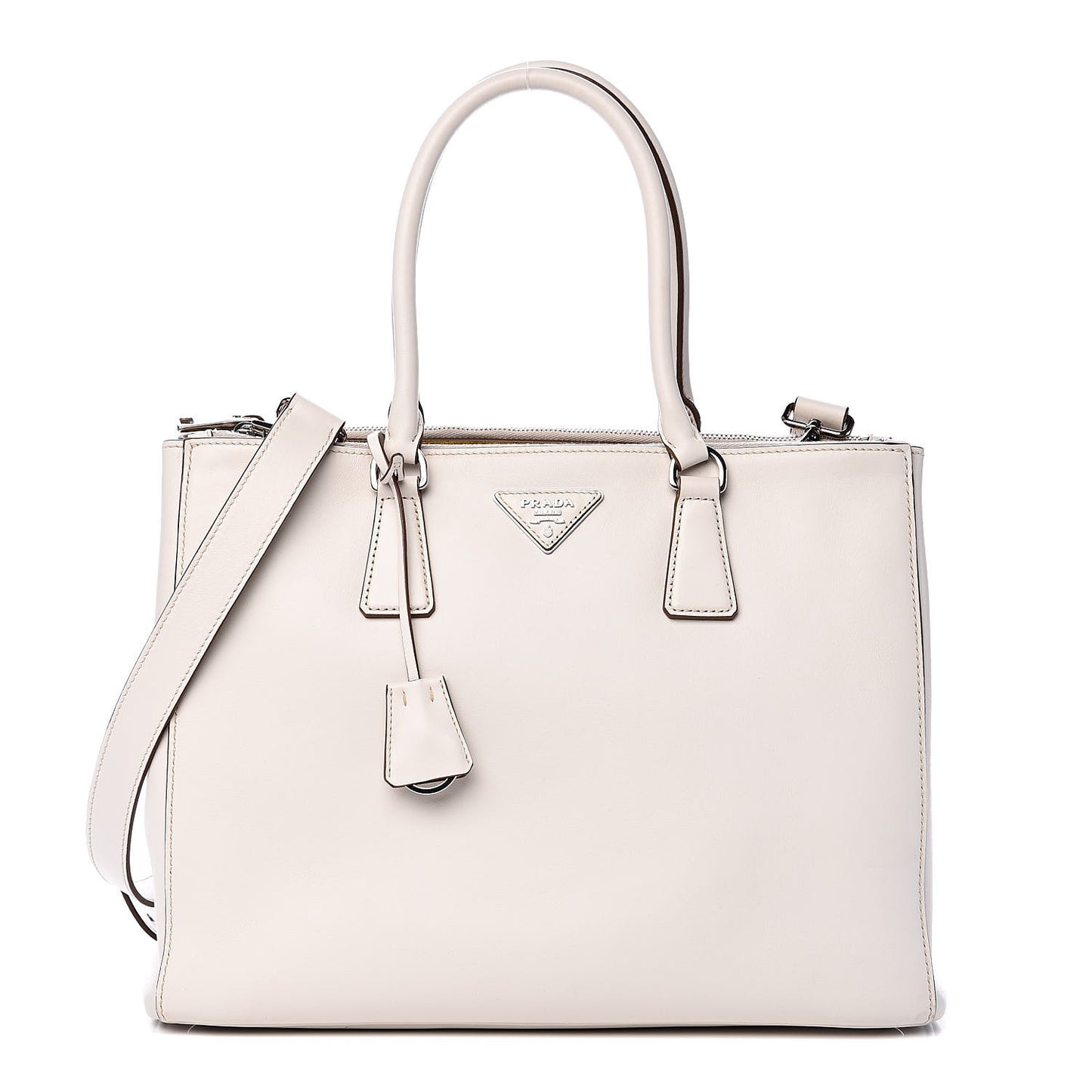 City Calfskin Bi-Color Large Galleria Double Zip Tote Talco Mimosa