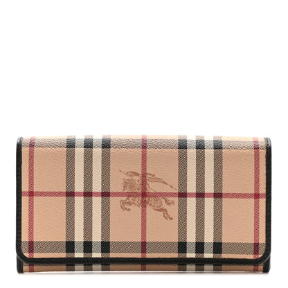 Burberry Haymarket Check Penrose Continental Wallet Chocolate 1 of 6