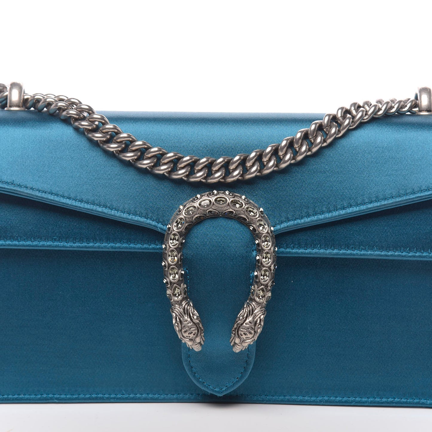 Satin Silk Crystal Small Dionysus Shoulder Bag Turchese Black Diamond