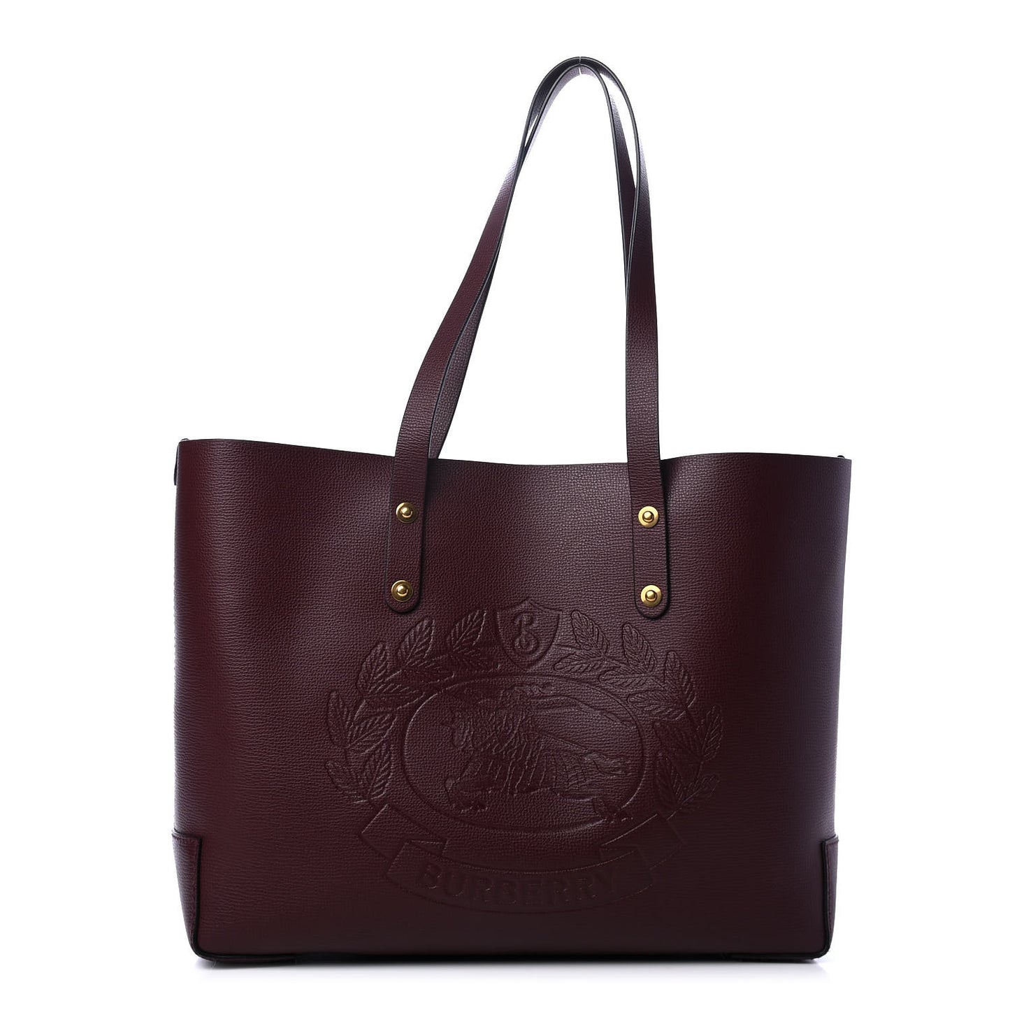 Calfskin Crest Embossed Small Tote Burgundy