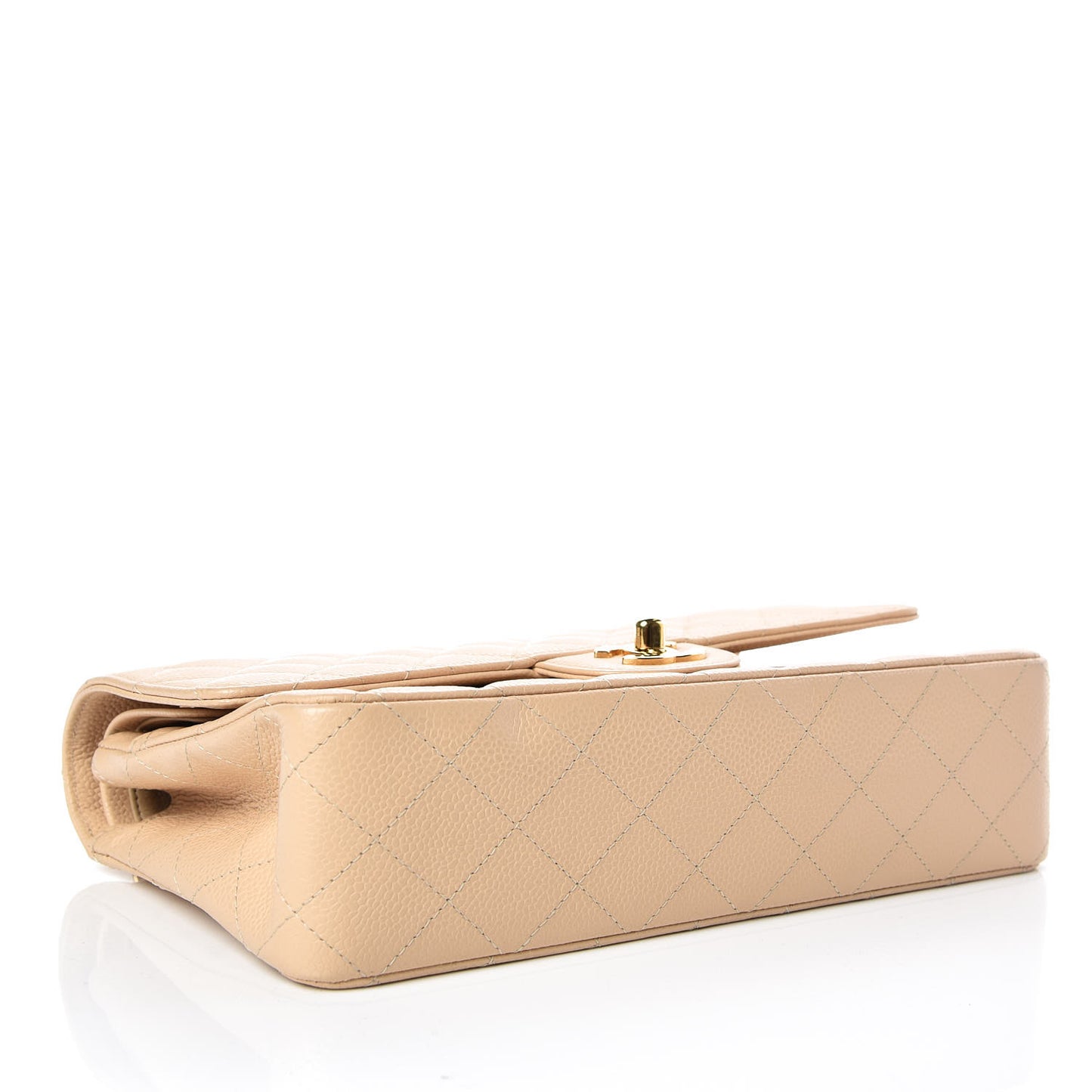 Caviar Quilted Medium Double Flap Beige Clair