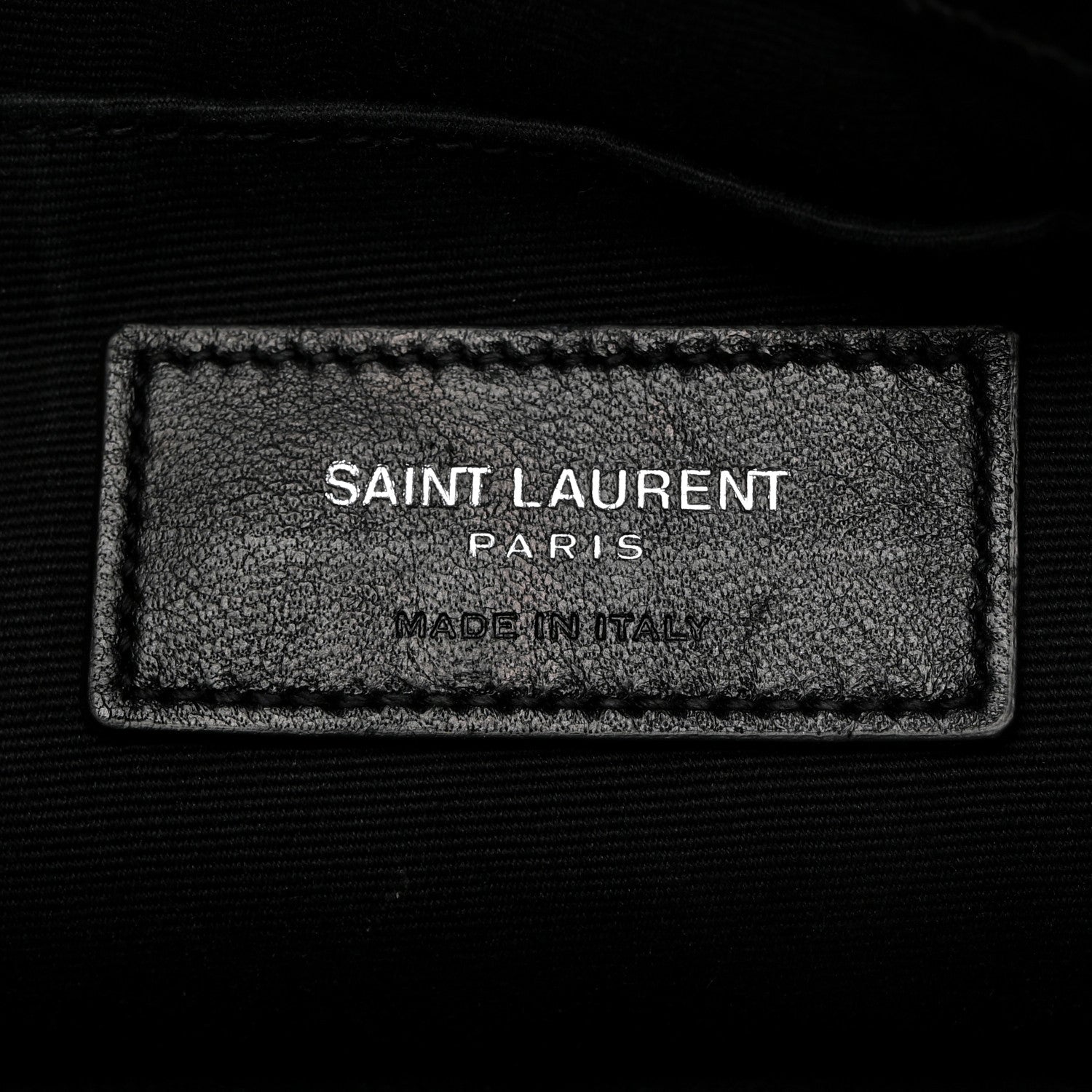 Saint Laurent Calfskin Crocodile Embossed Monogram Zip Pouch Black 6 of 9