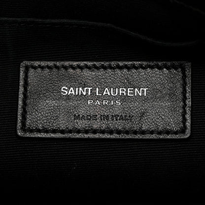 Saint Laurent Calfskin Crocodile Embossed Monogram Zip Pouch Black 6 of 9