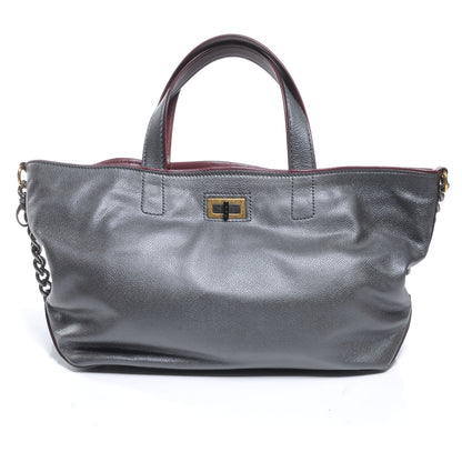 Chanel Metallic Caviar Mademoiselle Lock Cerf Shopper Tote Silver 1 of 7