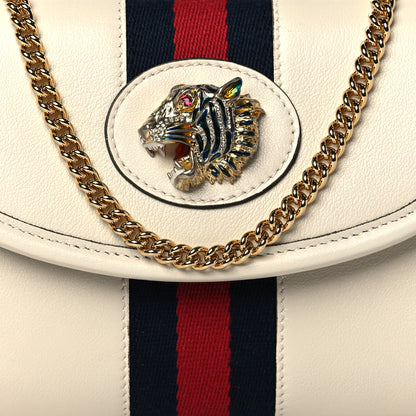 Gucci Textured Calfskin Web Mini Rajah Slim Flap Shoulder Bag Mystic White 8 of 10