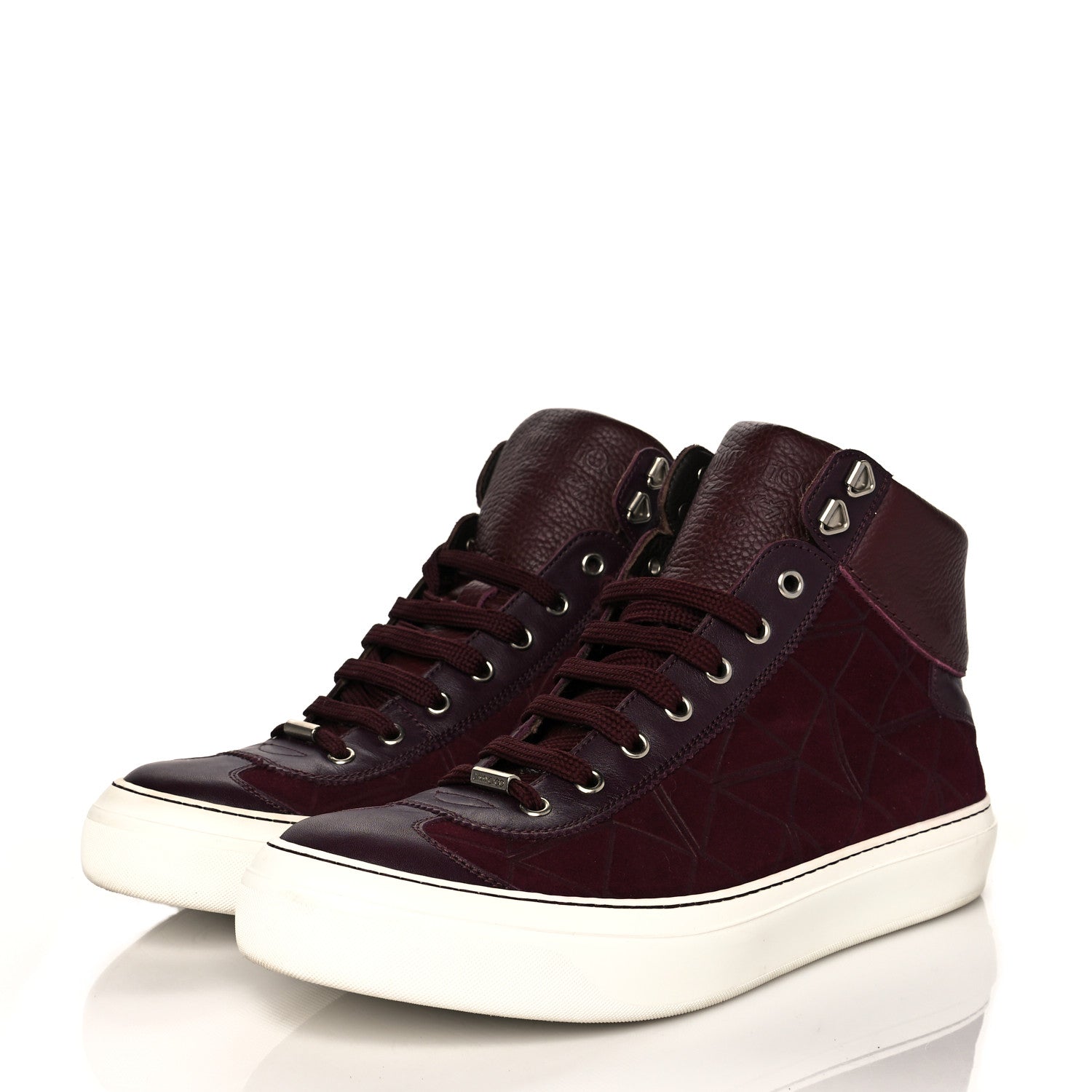Jimmy Choo Calfskin Suede Mens High Top Sneaker 42 Dark Red 3 of 7