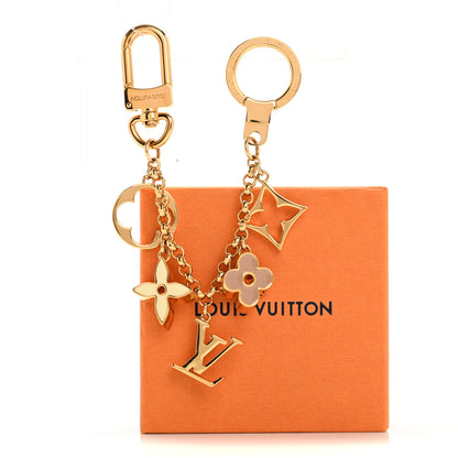 Louis Vuitton Brass Enamel Fleur De Monogram Bag Charm Chain Gold 5 of 5