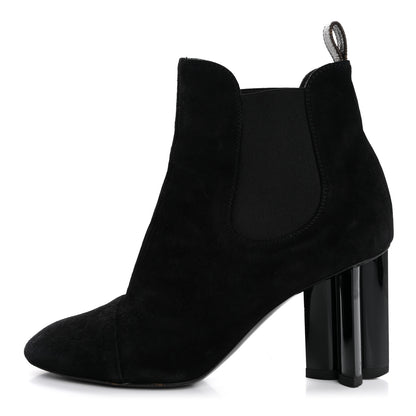 Louis Vuitton Suede Monogram Uniformes Cap Toe Chelsea 80mm Ankle Boots 37 Black 1 of 9