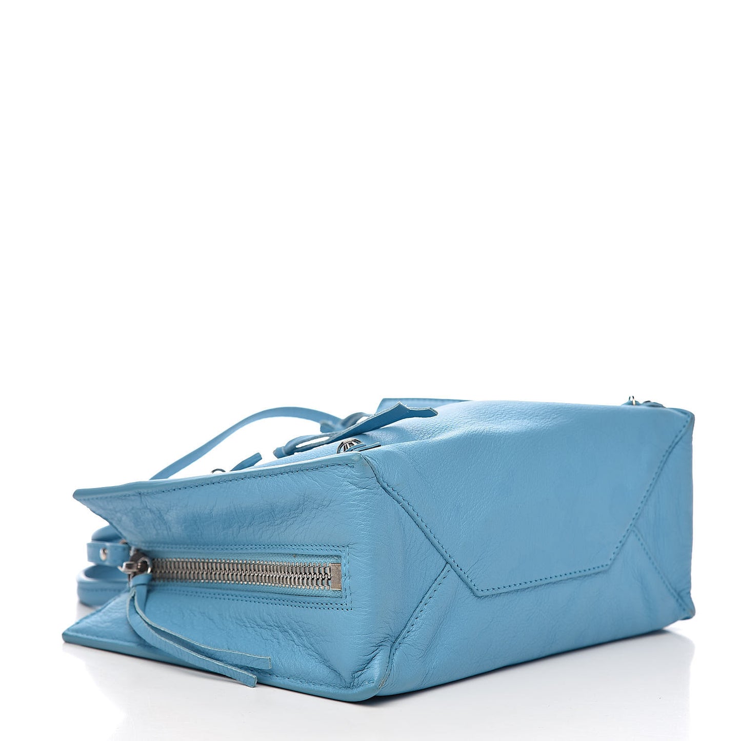 Supple Calfskin Papier Mini A4 Zip Around Tote Bleu Azur Clair