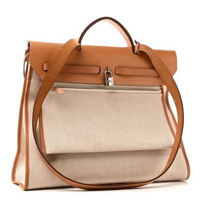 Hermes Toile Vache Hunter Herbag Zip 39 MM Beige Natural 4 of 11