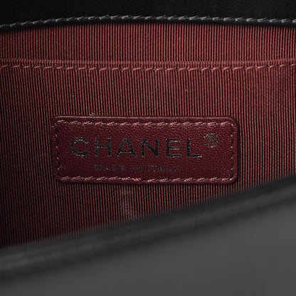 Chanel Calfskin Woven Medium Boy Flap Black White 6 of 9