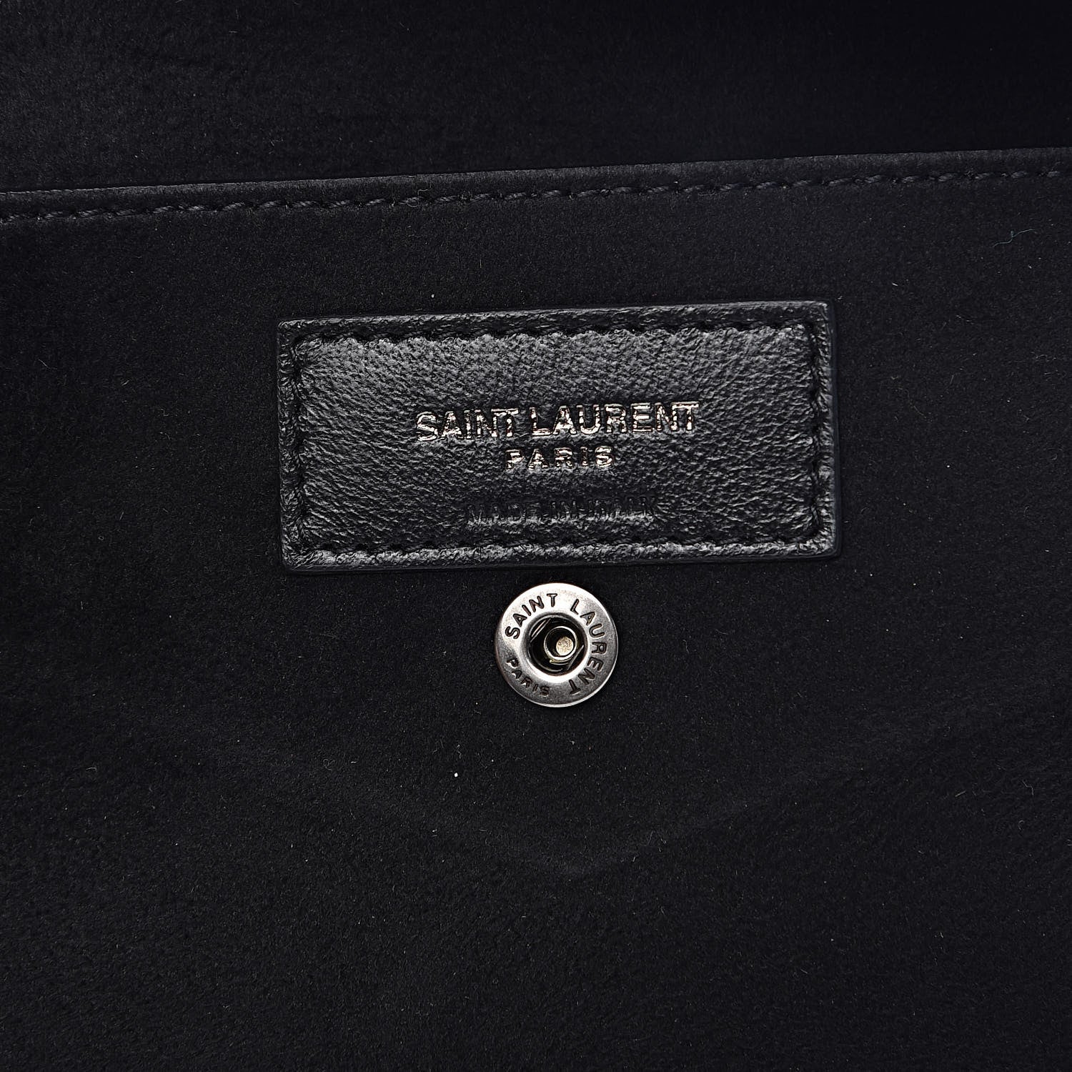 Saint Laurent Cracked Shiny Calfskin Teddy Drawstring Bag Black 7 of 10